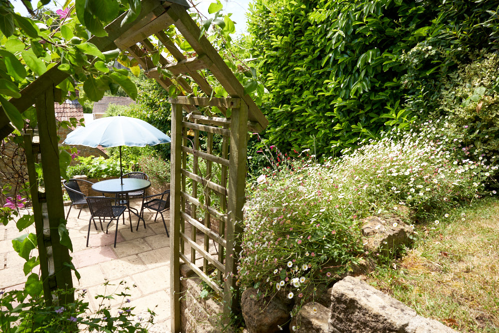 Terraced garden at 1 Rose Cottage